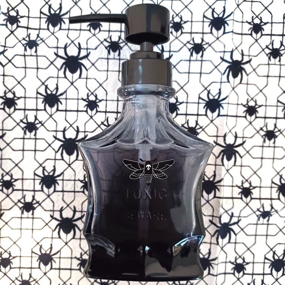 Goth glass soap bottle